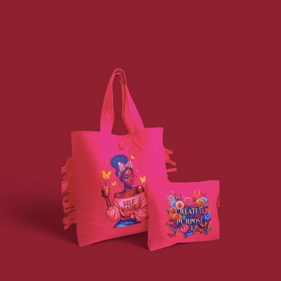 yeirdesign Handbags - Vibrant Pink Tote Bag Set by